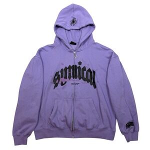 Synical Brand Star Spellout Graphic Hoodie Men's Large Lavender Streetwear